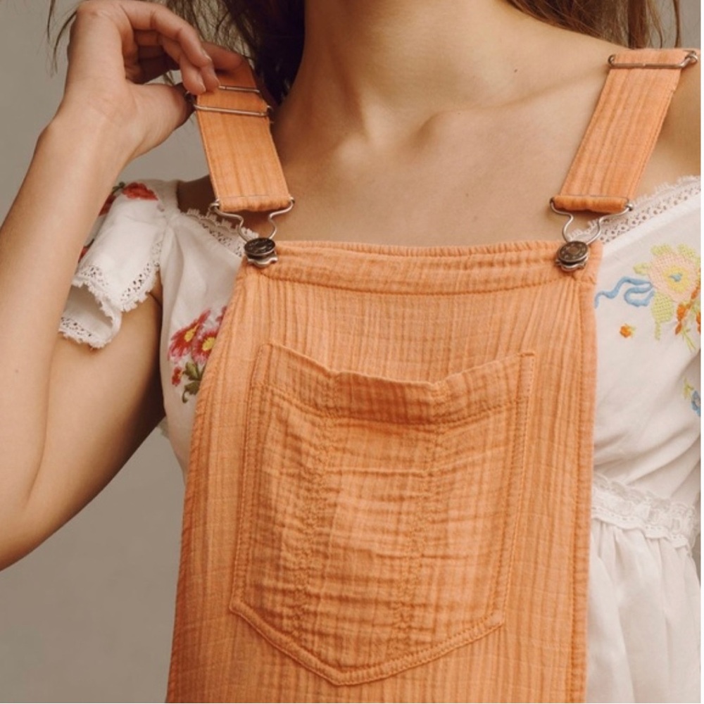 NWT Anthropologie Pilcro Gauze Micro Overalls - peach - Size 8 - Picture 3 of 12